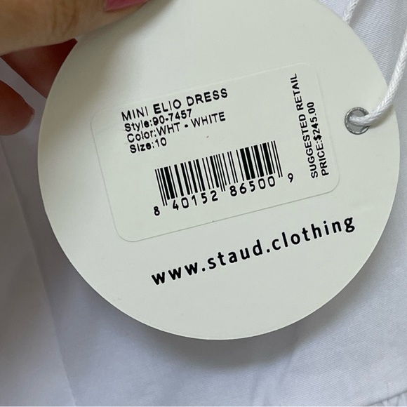 STAUD Mini Elio Dress White Size 10 - Picture 5 of 6